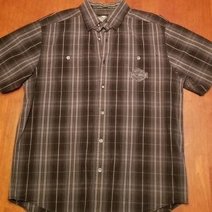 Harley Davidson button up shirt.